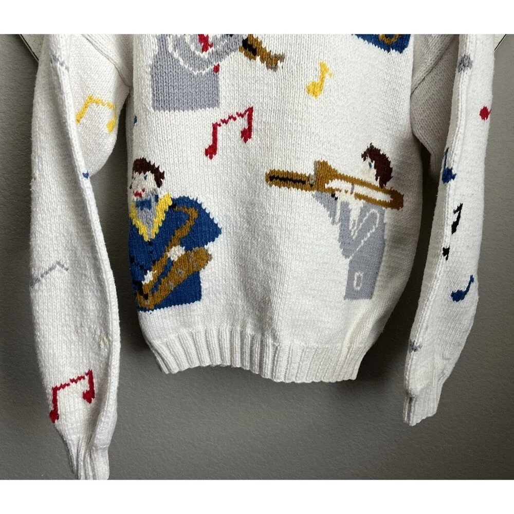 Peter Elliot Women's M? Musician Musical Notes Cotton Sweater *READ* - Picture 3 of 13